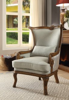 Darian Accent Chair 59563 in Light Blue Fabric & Oak by Acme