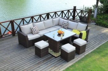 Chelsea Outdoor Sectional Sofa Set 8Pc in Brown & Beige -Bellini [BLOUT-Chelsea-Brown-Beige 8pc]