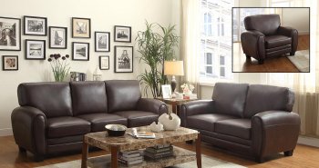 Rubin Sofa & Loveseat Set 9734DB by Homelegance in Dark Brown [HES-9734DB Rubin]