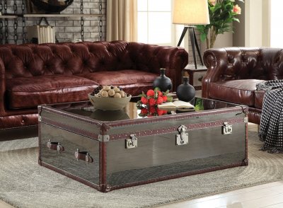 Aberdeen Coffee Table 82290 in Dark Brown Leather by Acme