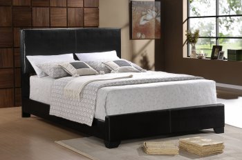 B100 Upholstered Bed in Black Leatherette [EGB-B100]