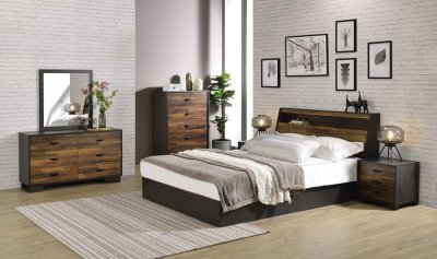 Eos Bedroom Set 5Pc BD00545Q in Walnut & Black by Acme w/Options