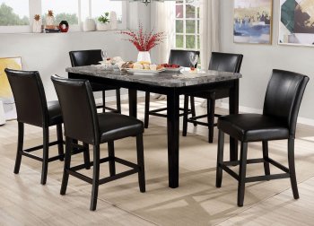 Philon 7Pc Counter Ht Dining Set CM3721PT in Black & Marble [FADS-CM3721PT-Philon]