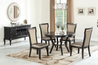 F2478 5Pc Dining Set in Black & Champagne by Poundex w/Options