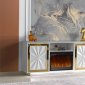 Shoshanna Electric Fireplace Media Console in White & Gold