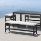 Black Modern 5pc Outdoor Dinette Set w/Clear Glass Top Table