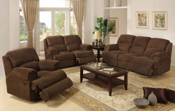 Coco Brown Microfiber Plush Contemporary Motion Recliner Sofa [PXS-F7788]