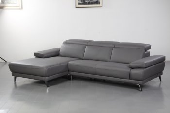 Mercer Sectional Sofa in Slate Gray Leather by Beverly Hills [BHSS-Mercer-Chaise Slate Gray]