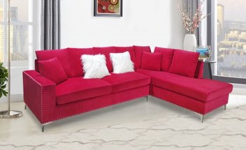 LCL-019 Sectional Sofa in Red Velvet [BDSS-LCL-019 Red]