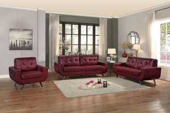 Deryn Sofa 8327RED in Red Leather Gel Match by Homelegance [HES-8327RED Deryn]