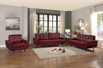 Deryn Sofa 8327RED in Red Leather Gel Match by Homelegance