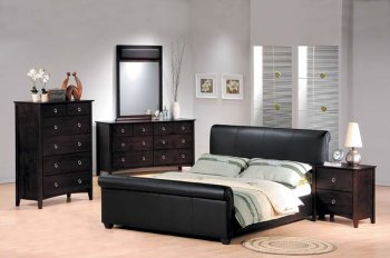 Cappuccino Bedroom with Leather Upholstery [AMBS-66-7651]