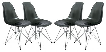 Cresco Set of 4 Dining Chairs CR19BL in Black by LeisureMod [LMDC-CR19BL-Cresco Black]