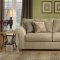 Bone Chenille Fabric Contemporary Living Room w/Bun Wood Feet