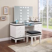 Talei Vanity Set 930244 in White & Black by Coaster w/Stool