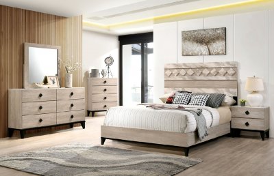 Elaina Bedroom Set CM7898 in Beige & Espresso by FOA w/Options