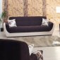 Cream Vinyl & Dark Brown Fabric Modern Sofa Bed w/Options