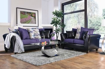 Kaelyn Sofa & Loveseat SM4050 in Purple & Black [FAS-SM4050-Kaelyn Purple]