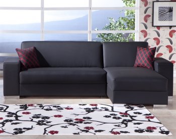 Kobe Escudo Black Sectional Sofa w/Optional Ottoman [IKSS-Kobe Escudo Black]