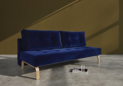 Supremax Vintage Sofa Bed in Blue w/Oak Legs by Innovation