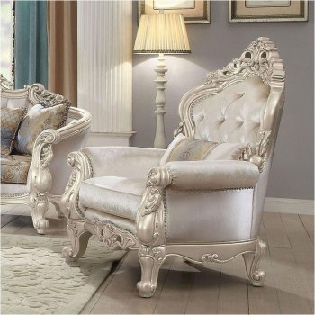 Gorsedd Chair 52442 in Fabric & Antique White by Acme w/Options [AMAC-52442 Gorsedd]