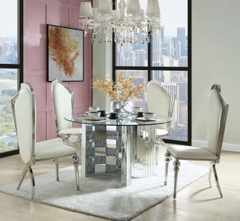 Noralie Dining Table DN00718 by Acme w/Optional Beige PU Chairs [AMDS-DN00718-DN00928 Noralie]