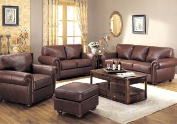 Brown Full Leather Traditional Living Room [CRS-501971]