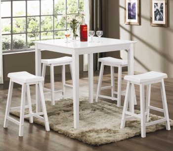 White Finish Modern 5Pc Counter Height Dining Set w/Square Top [CRDS-150294N]