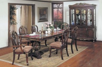 Contemporary Dark Cherry Finish Dining Set With Light Carvings [AMDS-07639-Bordeaux]