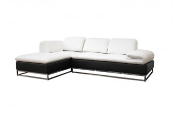 White & Dark Brown Leather Modern Sectional Sofa w/Steel Legs [WISS-Elle]