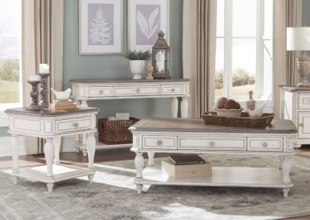 Willowick Coffee Table Set 3Pc 1614- Antique White-Homelegance [HECT-1614-30-Willowick]