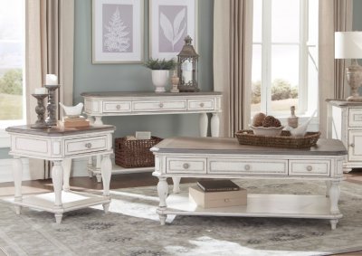 Willowick Coffee Table Set 3Pc 1614- Antique White-Homelegance