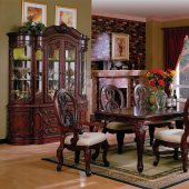 Dark Cherry Finish Traditional Dining Set W/Carved Details