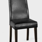 Black Bycast Leather Set of 2 Modern Dining Chairs