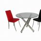 Clear Tempered Glass Top & Chrome Legs Modern Dining Table