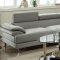 F6984 Sectional Sofa in Light Grey Bonded Leather by Boss