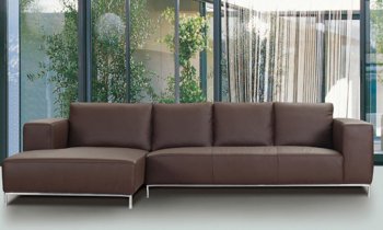 Dana Sectional Sofa in Chocolate Leather by Whiteline Imports [WLSS-Dana Chocolate]