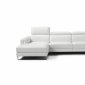 Adriano Sectional Sofa in White Leather by Whiteline w/Recliner