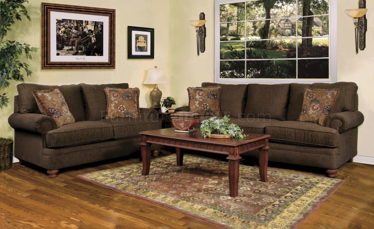 Truffle Fabric Modern Sofa & Loveseat Set w/Options - Click Image to Close