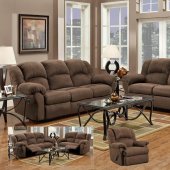 Aruba Chocolate Modern Reclining Sofa & Loveseat Set w/Options