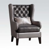 96208 Fenton Accent Chair in Grey Leatherette by Acme w/Pillow