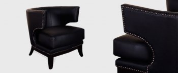 Black Faux Leather Modern Eclipse Club Chair [ARCC-734-Eclipse-Black]