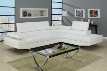 White Bonded Leather Modern Sectional Sofa w/Chrome Legs [PNSS-U102]