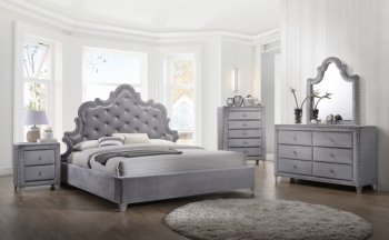 Sophie Bedroom in Grey Velvet by Meridian w/Options [MRBS-Sophie]