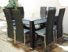 Octavio Dining Set 9Pc w/Glass Top Table & Dark Grey Chairs