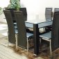 Octavio Dining Set 9Pc w/Glass Top Table & Dark Grey Chairs