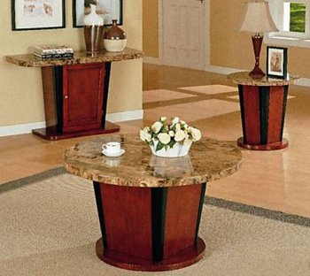 Contemporary Coffee Table with Genuine Marble Top & Cherry Base [CRCT-361-720168]