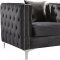 Jesse Sectional Sofa 668 in Grey Velvet Fabric by Meridian