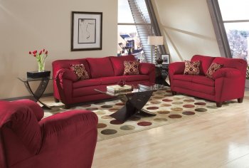 Burgundy Micro Suede Contemporary Living Room Sofa w/Options [PMS-5550 Burgundy]