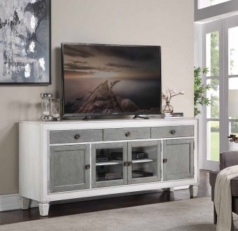 Katia TV Stand LV01317 in Weathered White & Rustic Gray by Acme